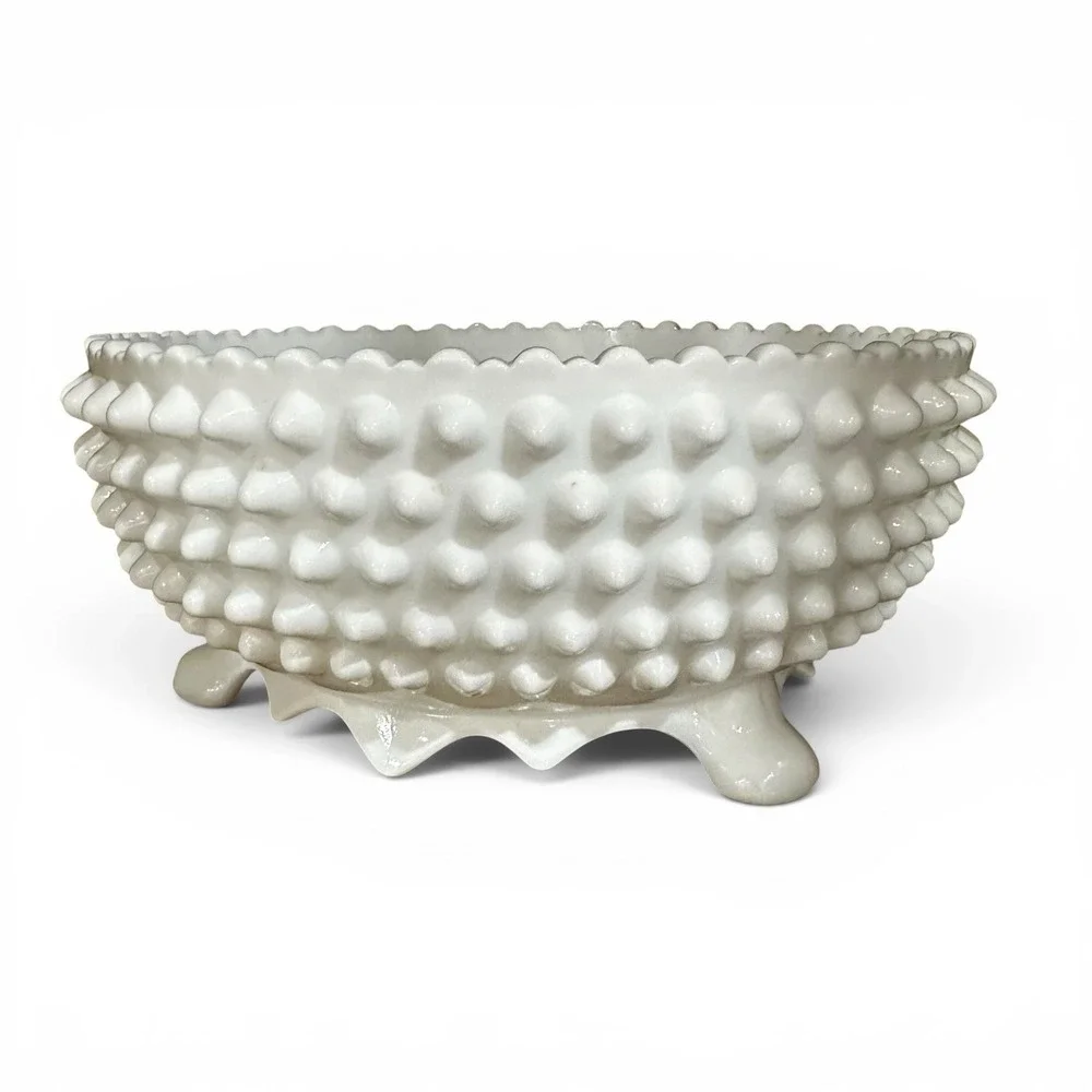Fenton Milk Glass Hobnail 3 Toed Footed Bowl Candy Dish White 8